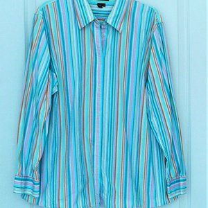 RalphStriped  Lauren Cotton Long Sleeve Shirt 2X